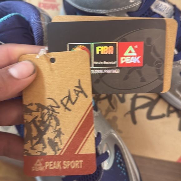 Peak Men's Basketball Shoes Blue Silver Comfort - Picture 13 of 16